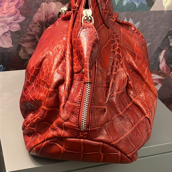FURLA Red Croc Embossed EUC - Picture 5 of 9